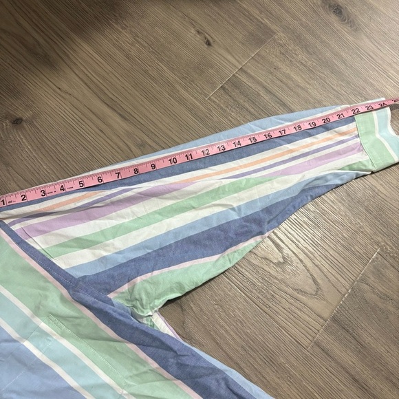 IZOD Saltwater Mens Sz L Button Up Multicolor Stripe Pastel Relaxed Preppy - Picture 8 of 12